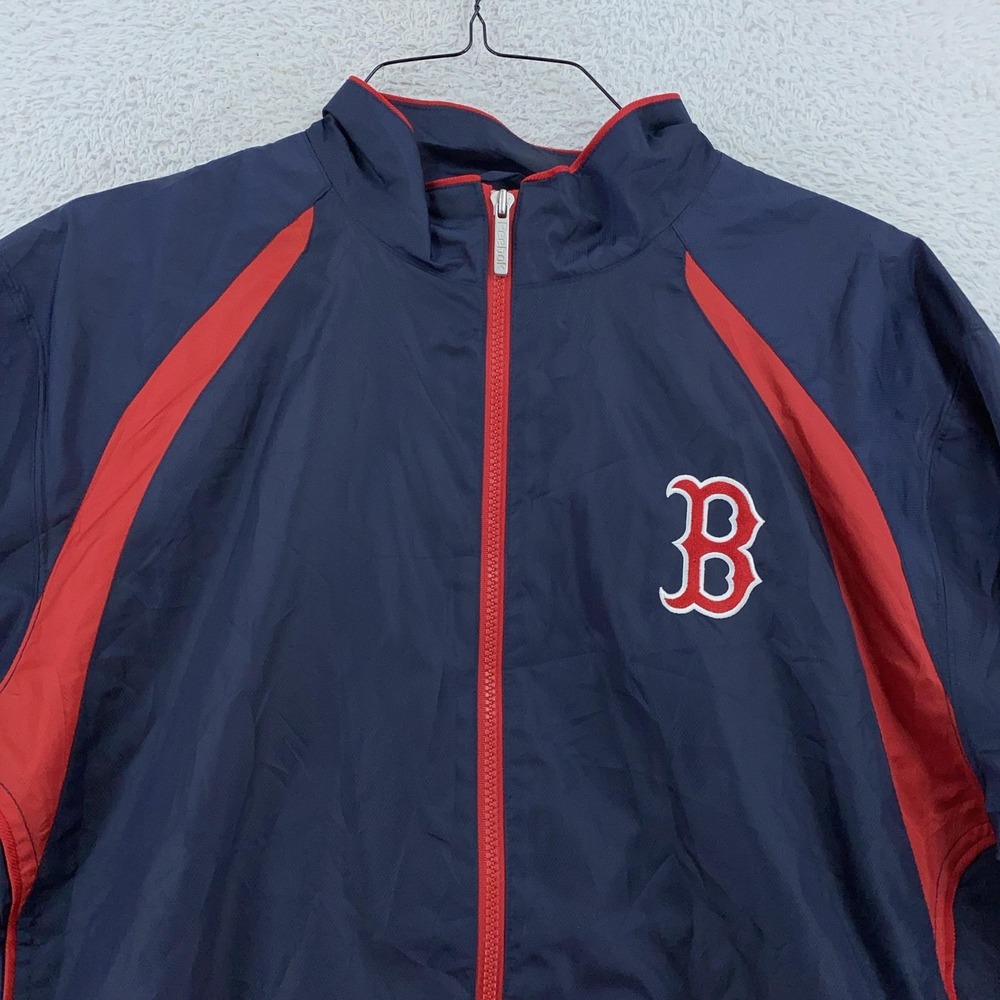 Boston Red Sox Jacket Mensโ XL Navy Red MLB Baseball Full Zip Windbreaker Reebok